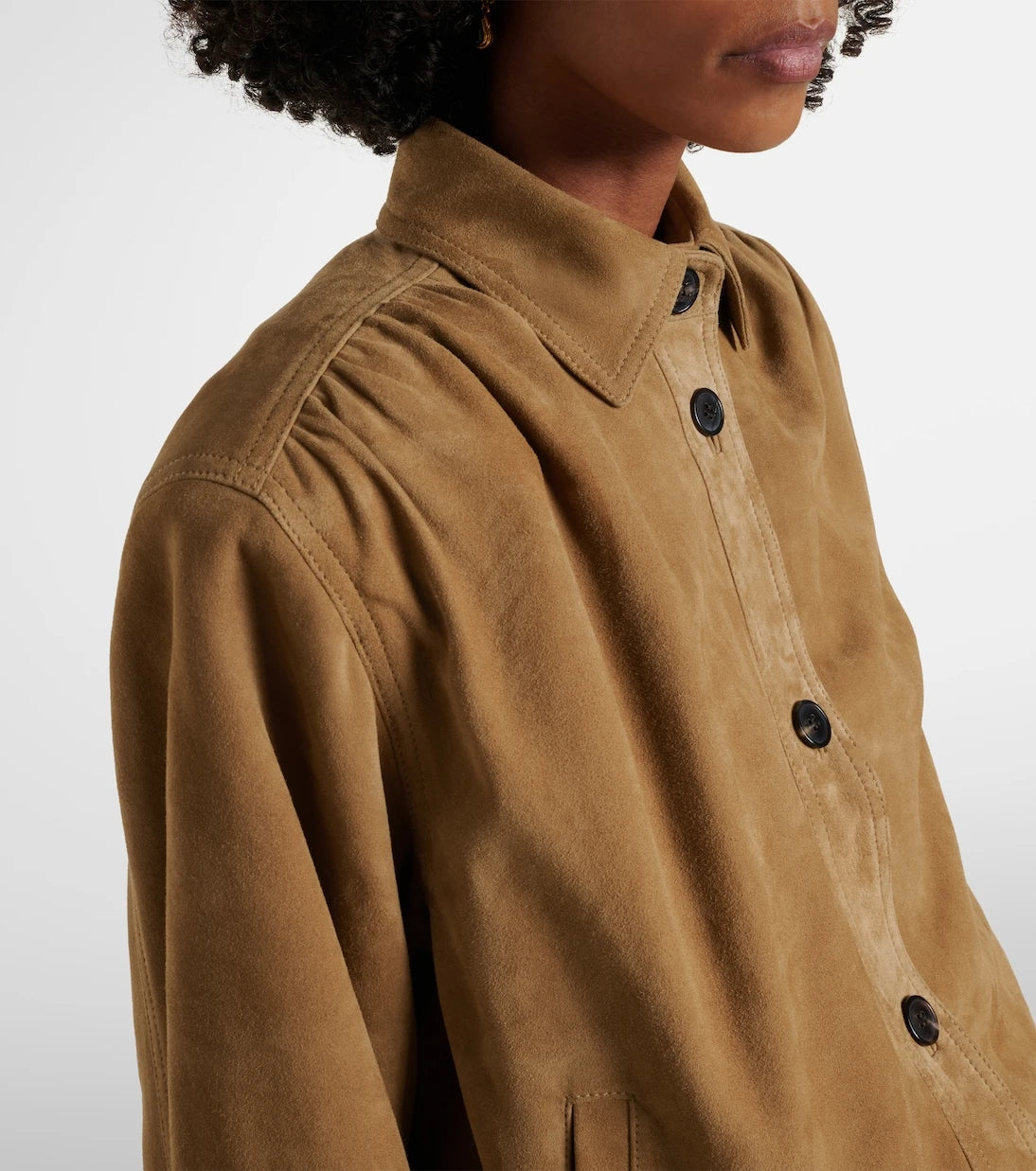 Saint Laurent - Gathered suede jacket