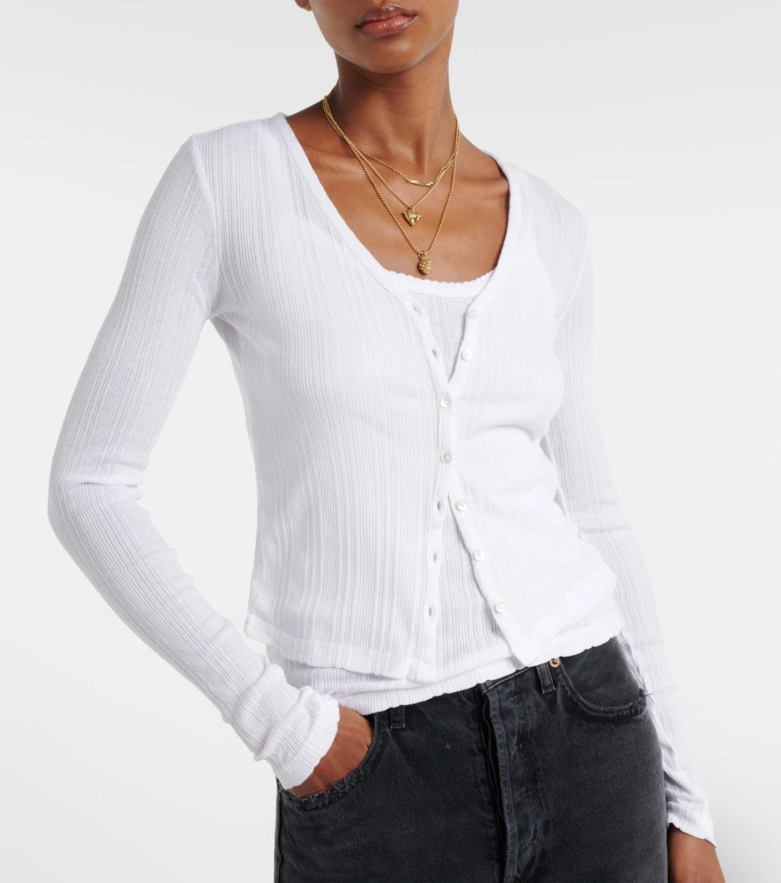 Velvet - Drew cotton-blend pointelle cardigan