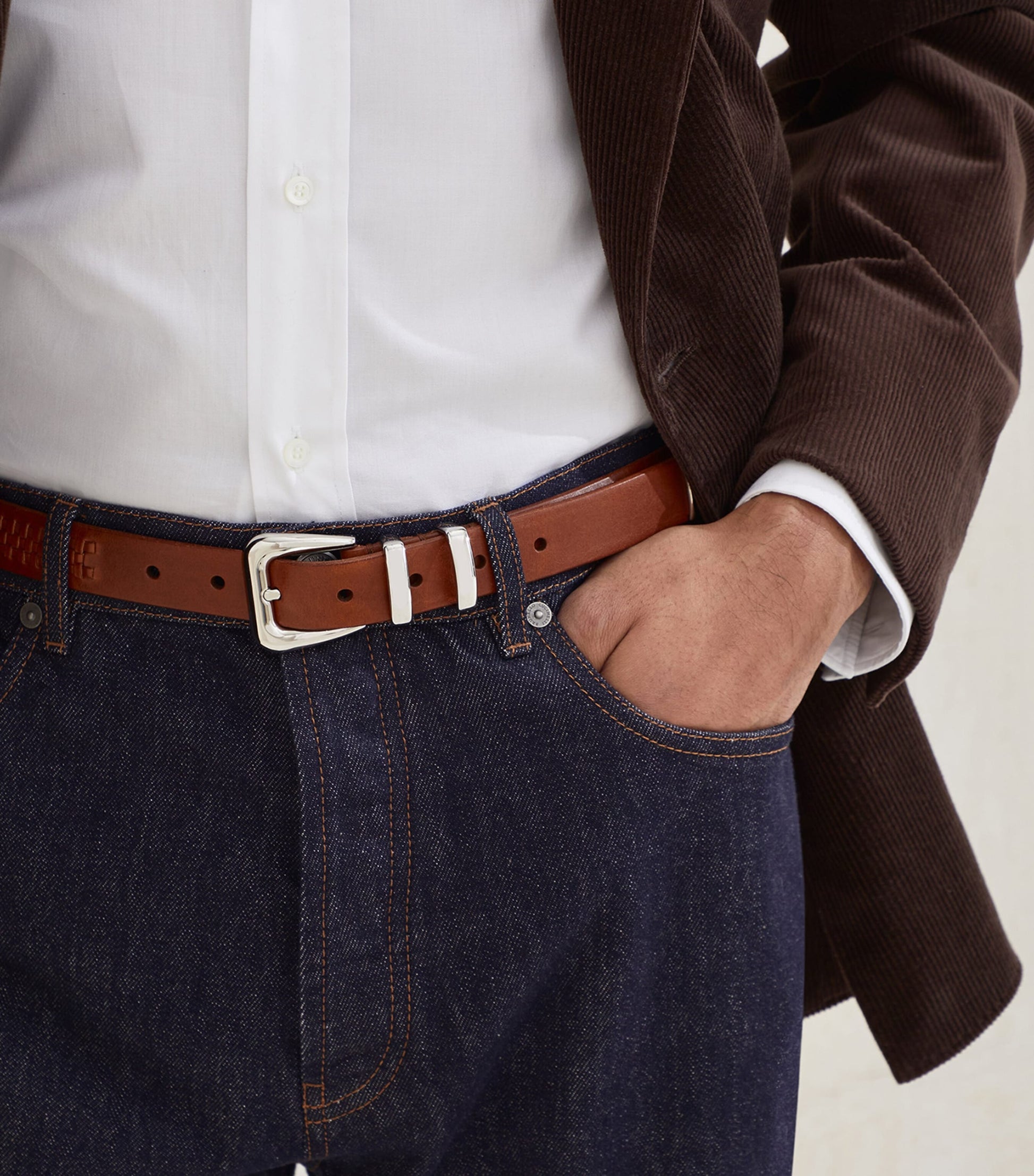 Calfskin Metal-Tip Braided Belt