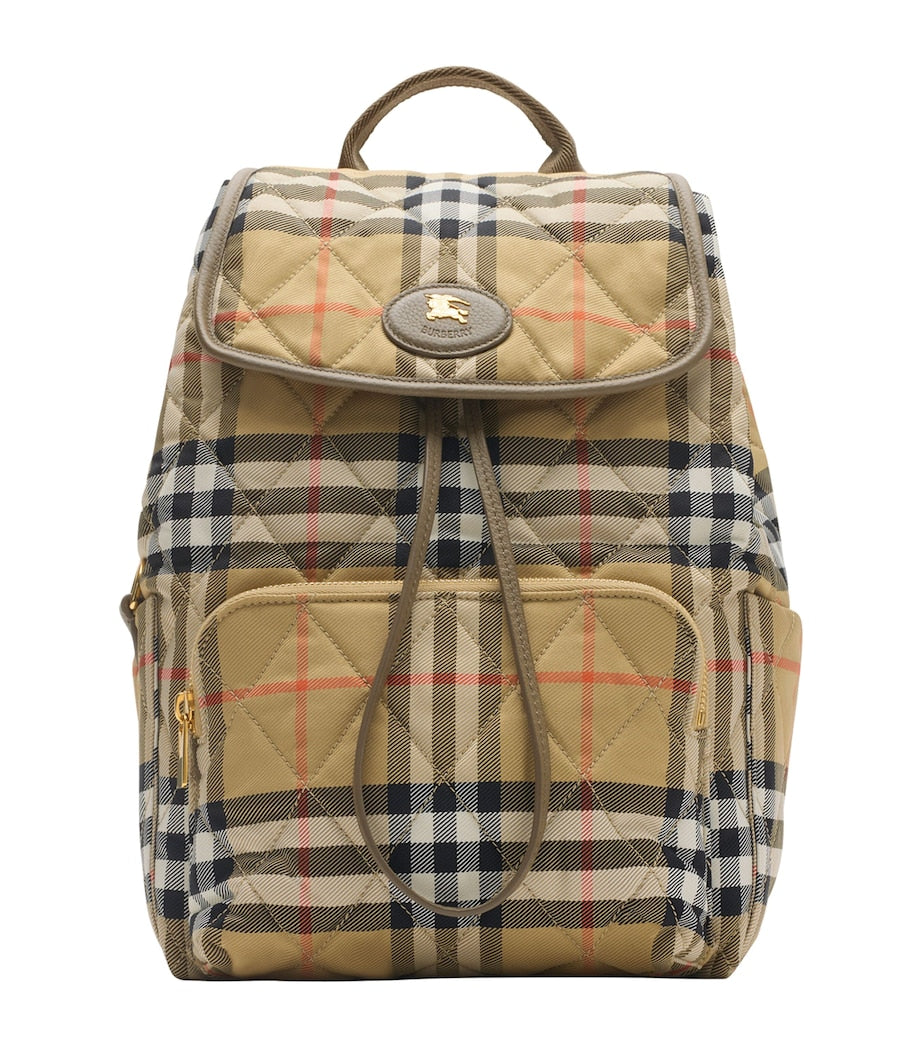 Burberry Beige Check Horseshoe Backpack