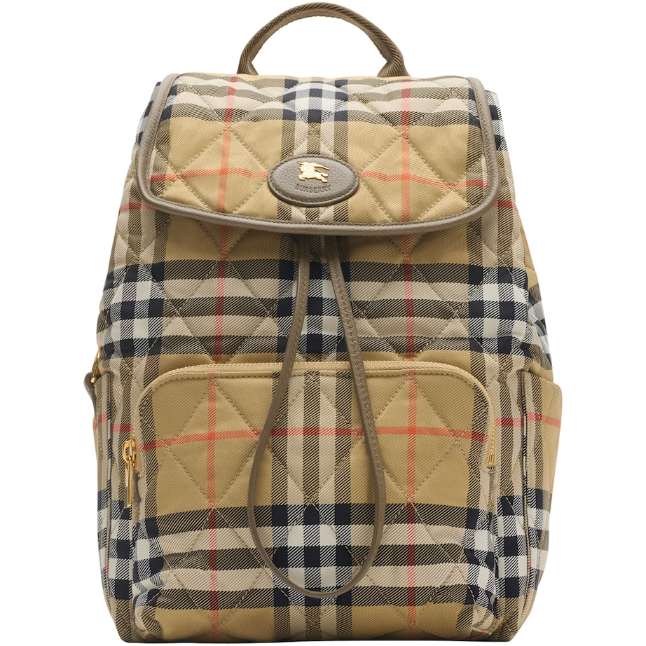Burberry Beige Check Horseshoe Backpack