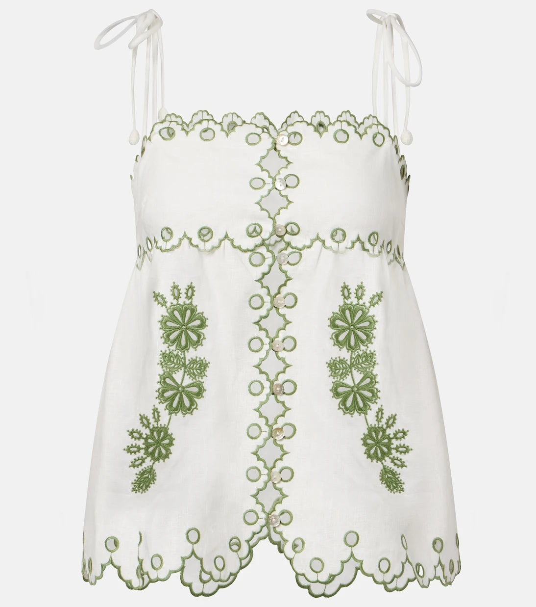 Farm Rio - Broderie anglaise cutout linen top