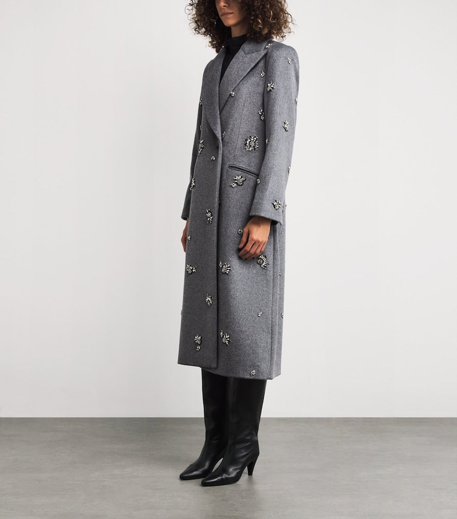 Simkhai Grey Wool-Blend Embellished Gianni Coat