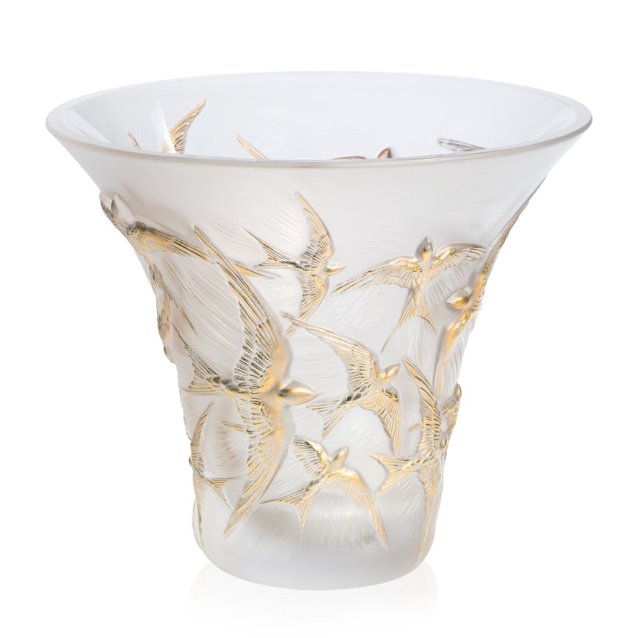 Crystal Hirondelles Swallow Stamped Vase (29cm)