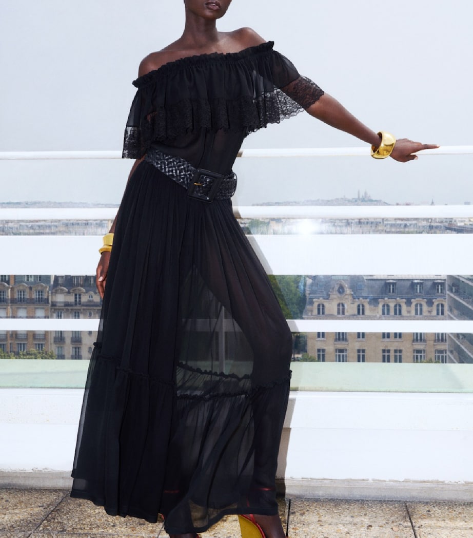 Saint Laurent Black Silk Maxi Skirt