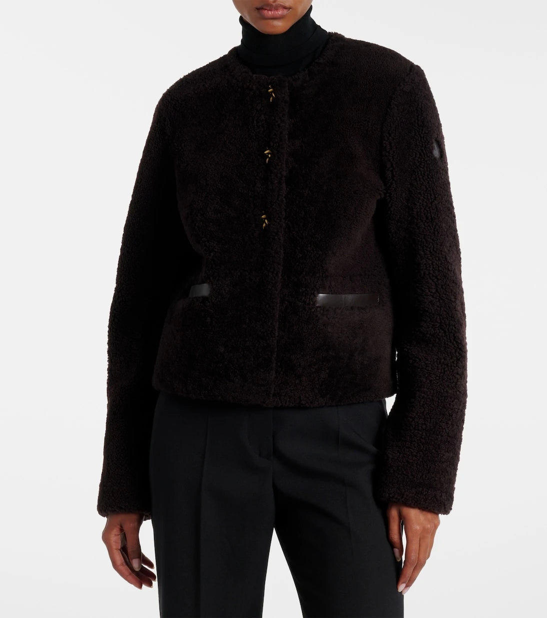 Moncler - Cropped leather-trimmed down jacket