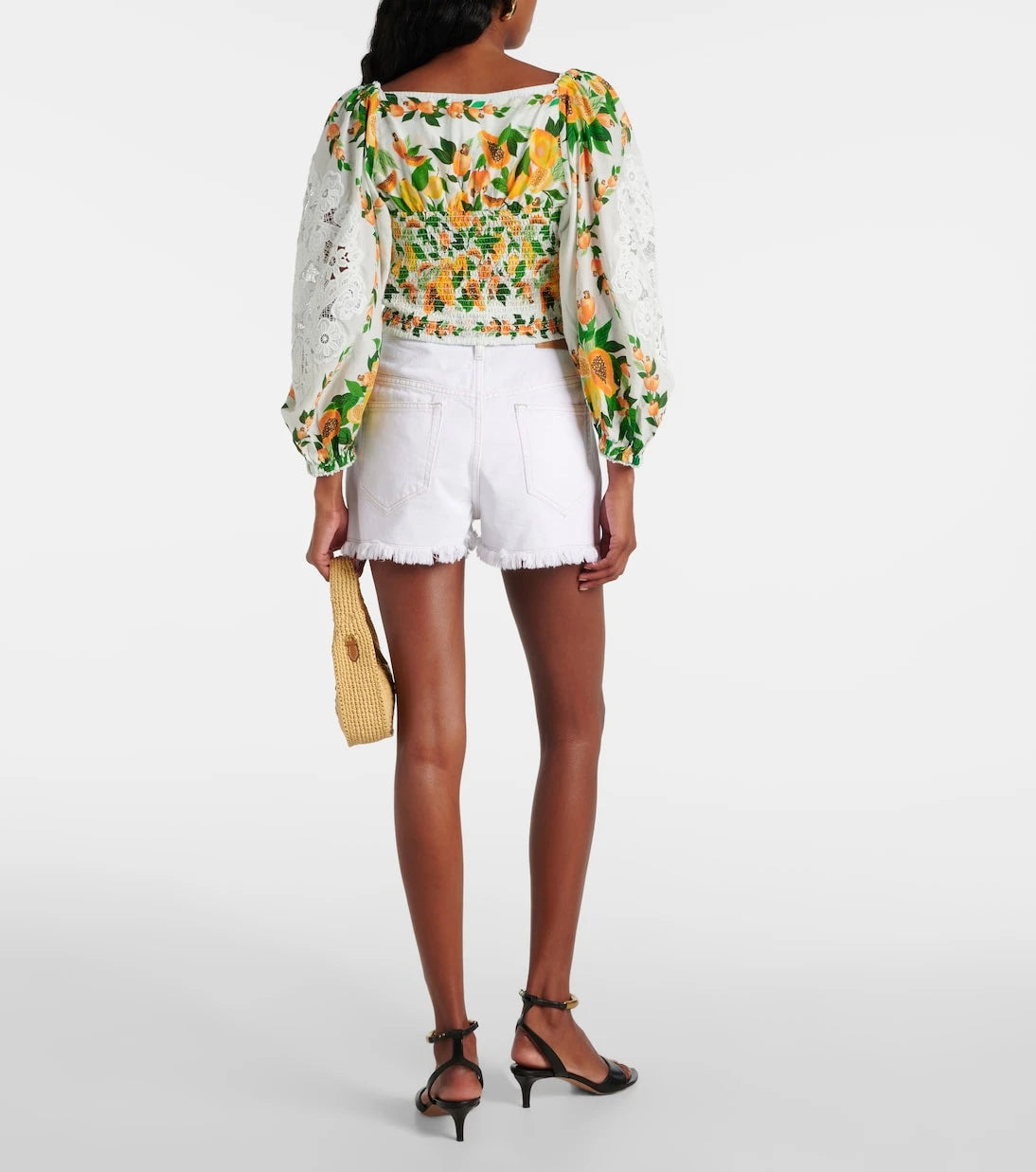 Farm Rio - Lace-trimmed printed cotton blouse