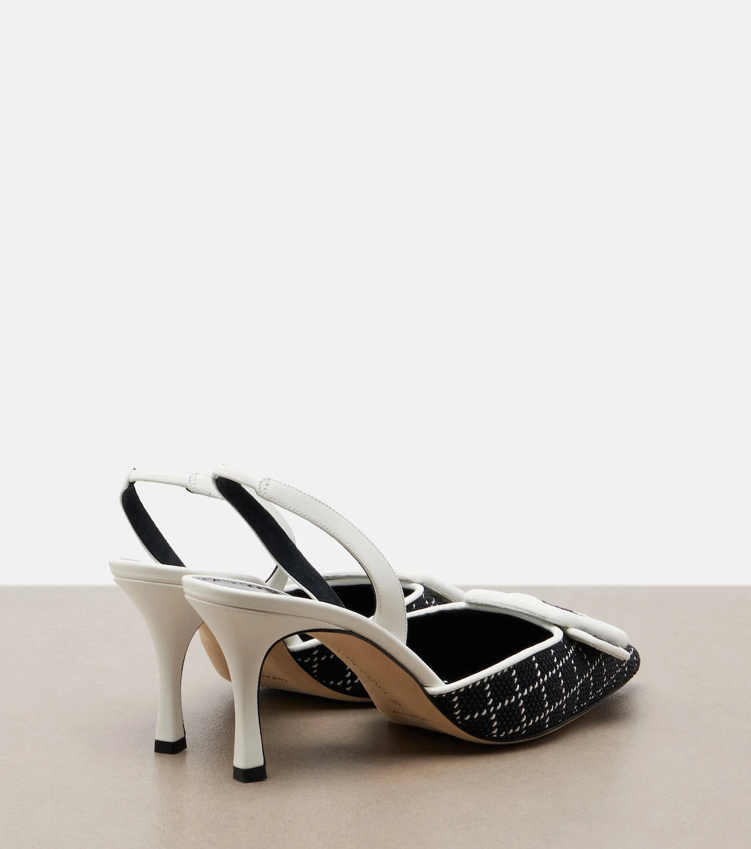 Manolo Blahnik - Maysli raffia-effect slingback pumps