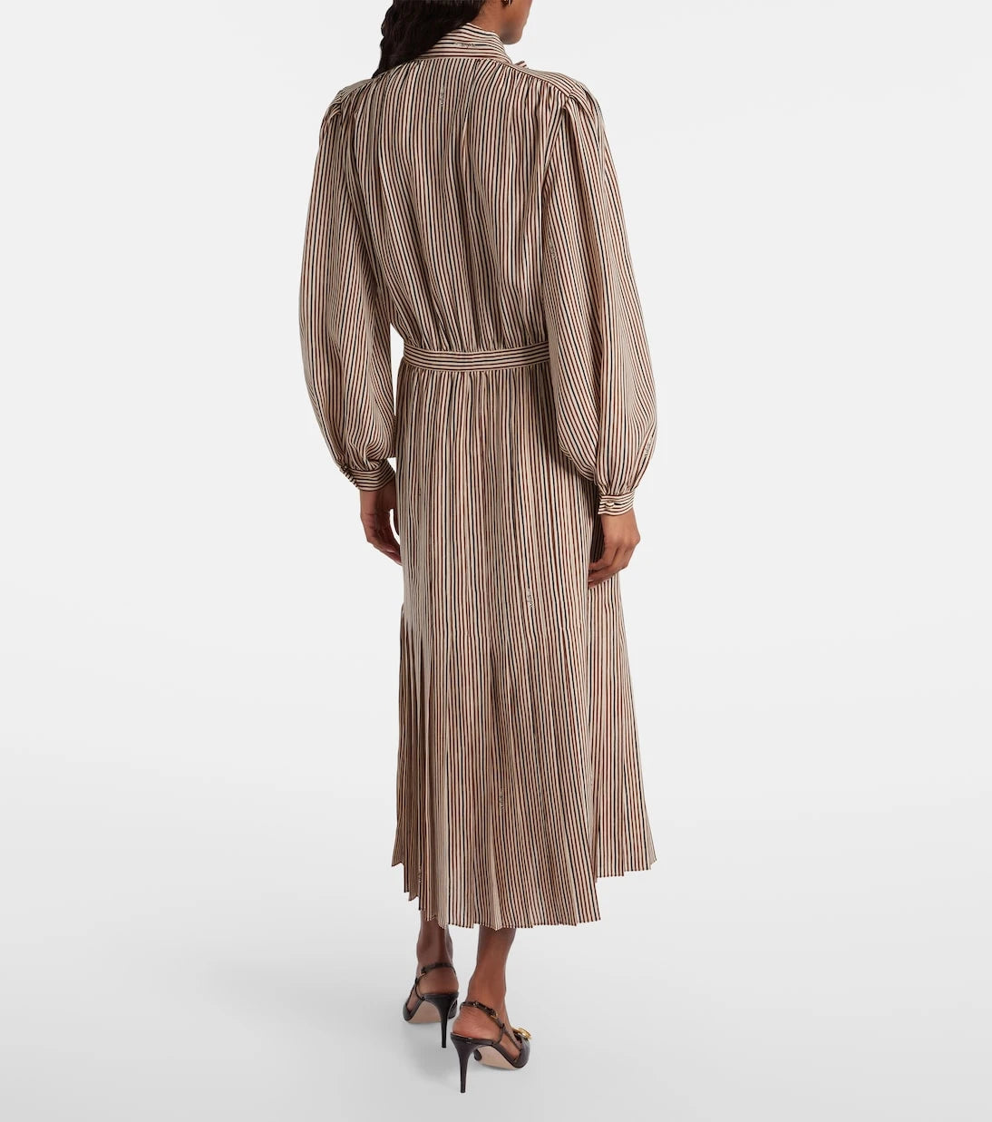Valentino - Striped tie-neck silk midi dress