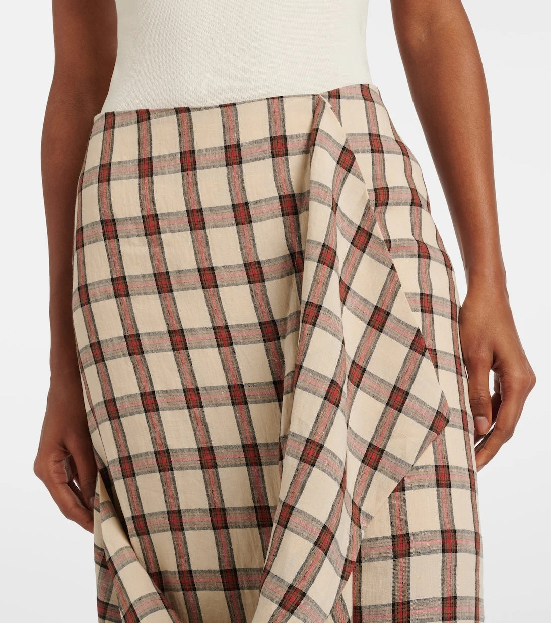 Róhe - Checked linen midi skirt