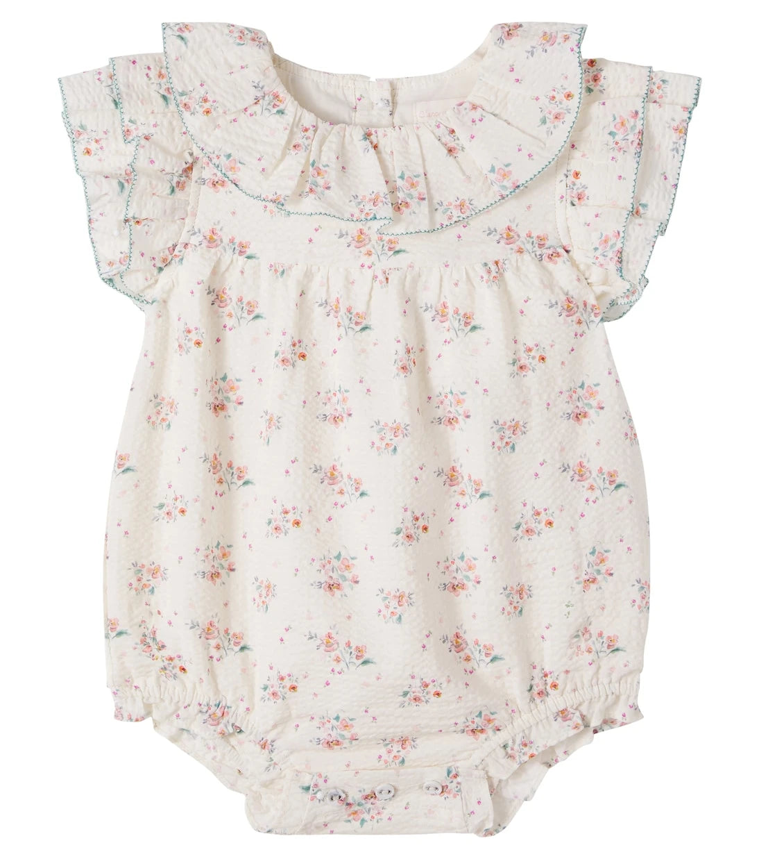C'era Una Volta - Baby floral ruffled cotton bodysuit