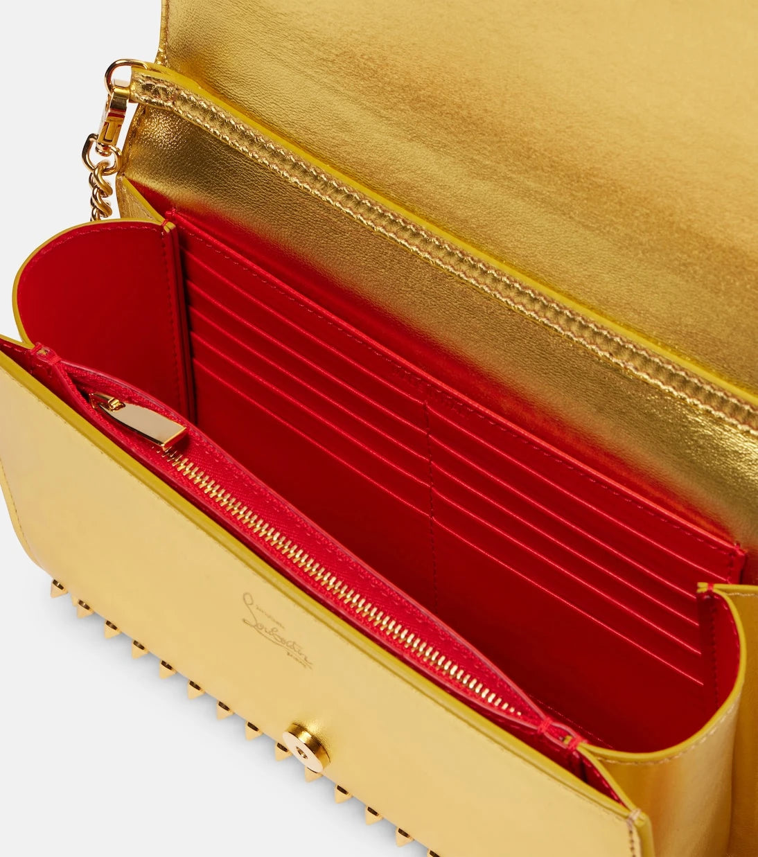 Christian Louboutin - Paloma spiked metallic leather clutch