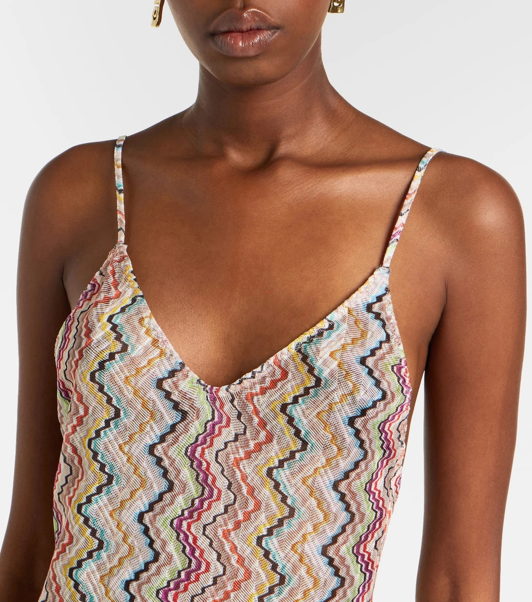 Missoni - فستان ماكسي لاميه بتصميم متعرج