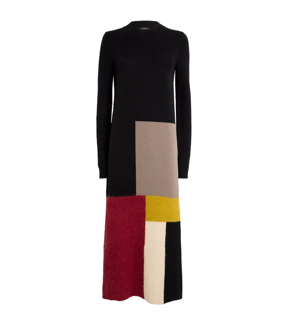 Joseph Merino Wool-Blend Overlay Midi Dress SMOKE COMBO