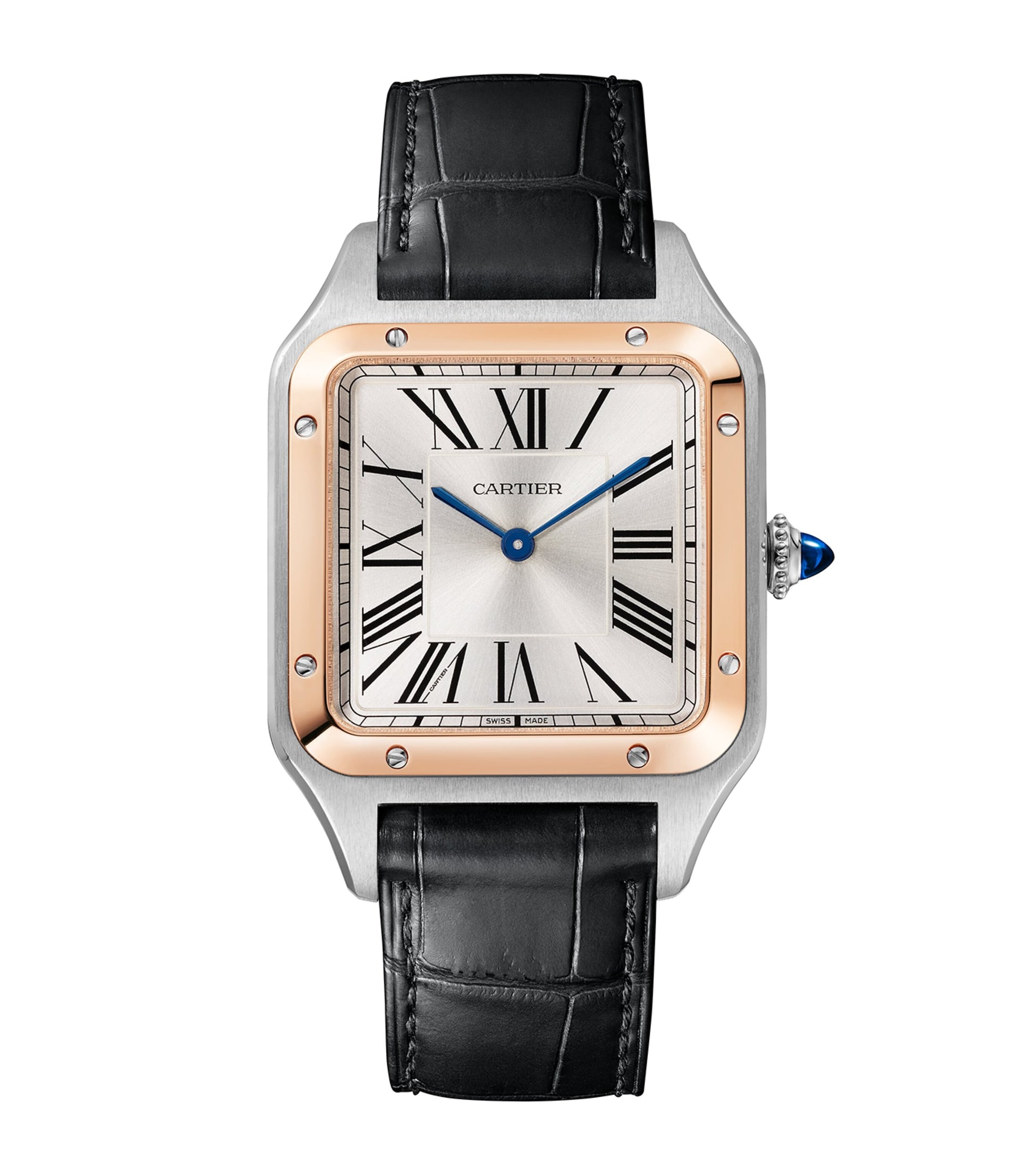 Large Rose Gold and Sapphire Santos-Dumont Watch 31.4mm