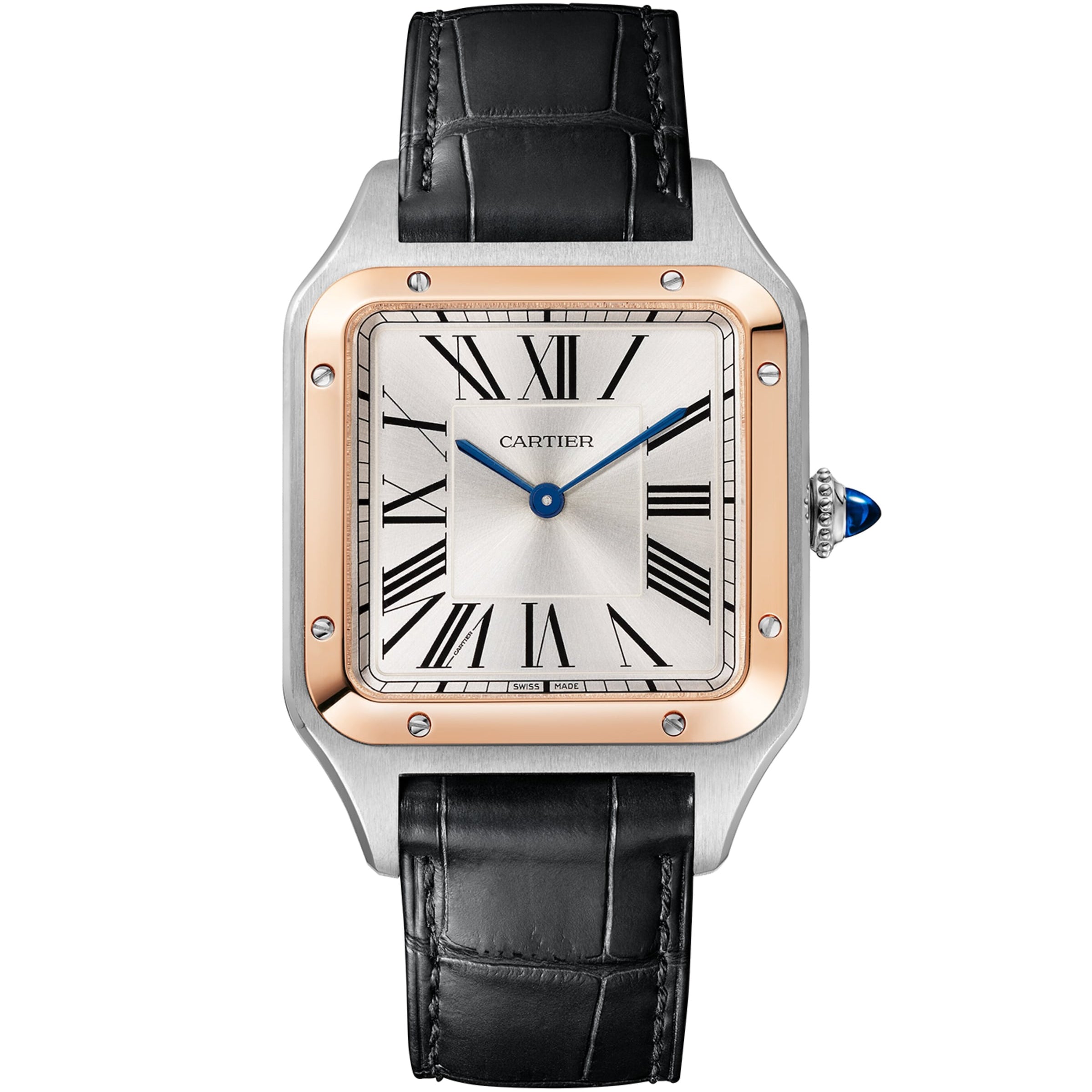 Large Rose Gold and Sapphire Santos-Dumont Watch 31.4mm