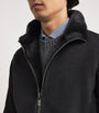 Pal Zileri Grey Suede Shearling Bomber Jacket
