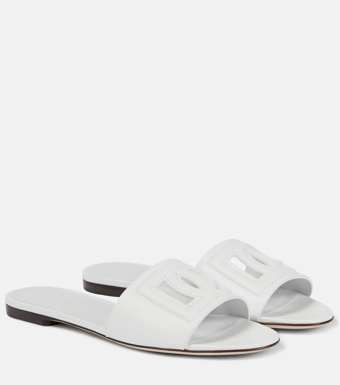 Dolce&Gabbana - Logo cutout leather slides