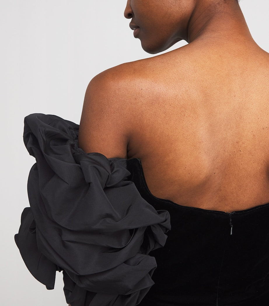 Carolina Herrera Stretch-Velvet Rosette Mini Dress