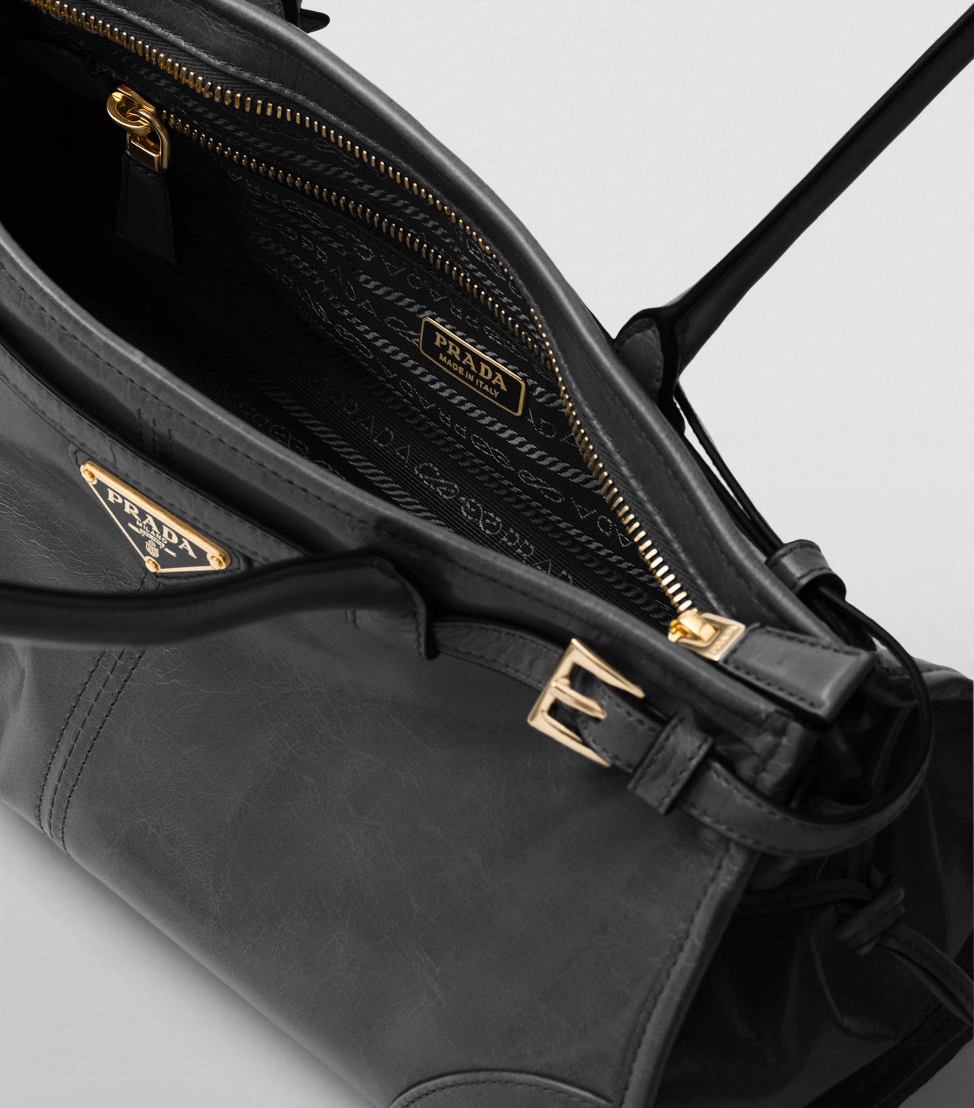 Prada Black Medium Leather Bonnie Top-Handle Bag