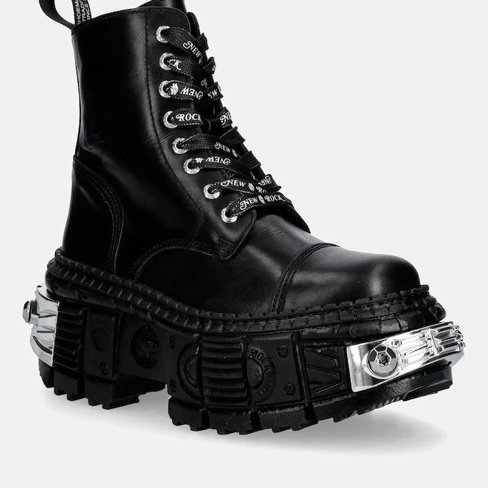 New Rock CRUST NEGRO, TANK CASCO NEGRO POWER Deri Botlar *