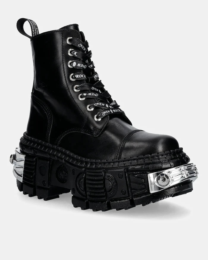 New Rock CRUST NEGRO, TANK CASCO NEGRO POWER Deri Botlar *