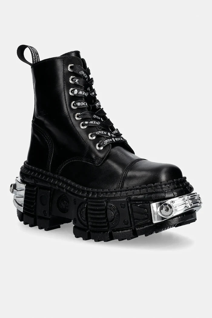 New Rock CRUST NEGRO, TANK CASCO NEGRO POWER Deri Botlar *