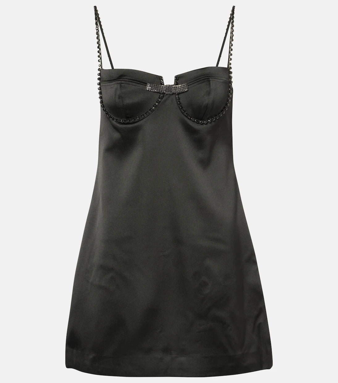 Self-Portrait - Crystal-embellished satin minidress