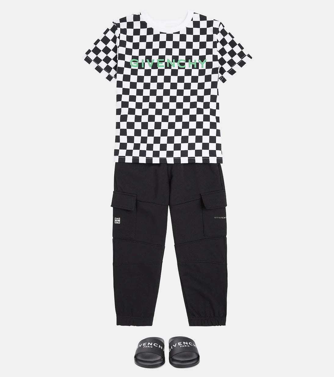 Givenchy Kids - تيشيرت جيرسيه قطن كاروهات بالشعار