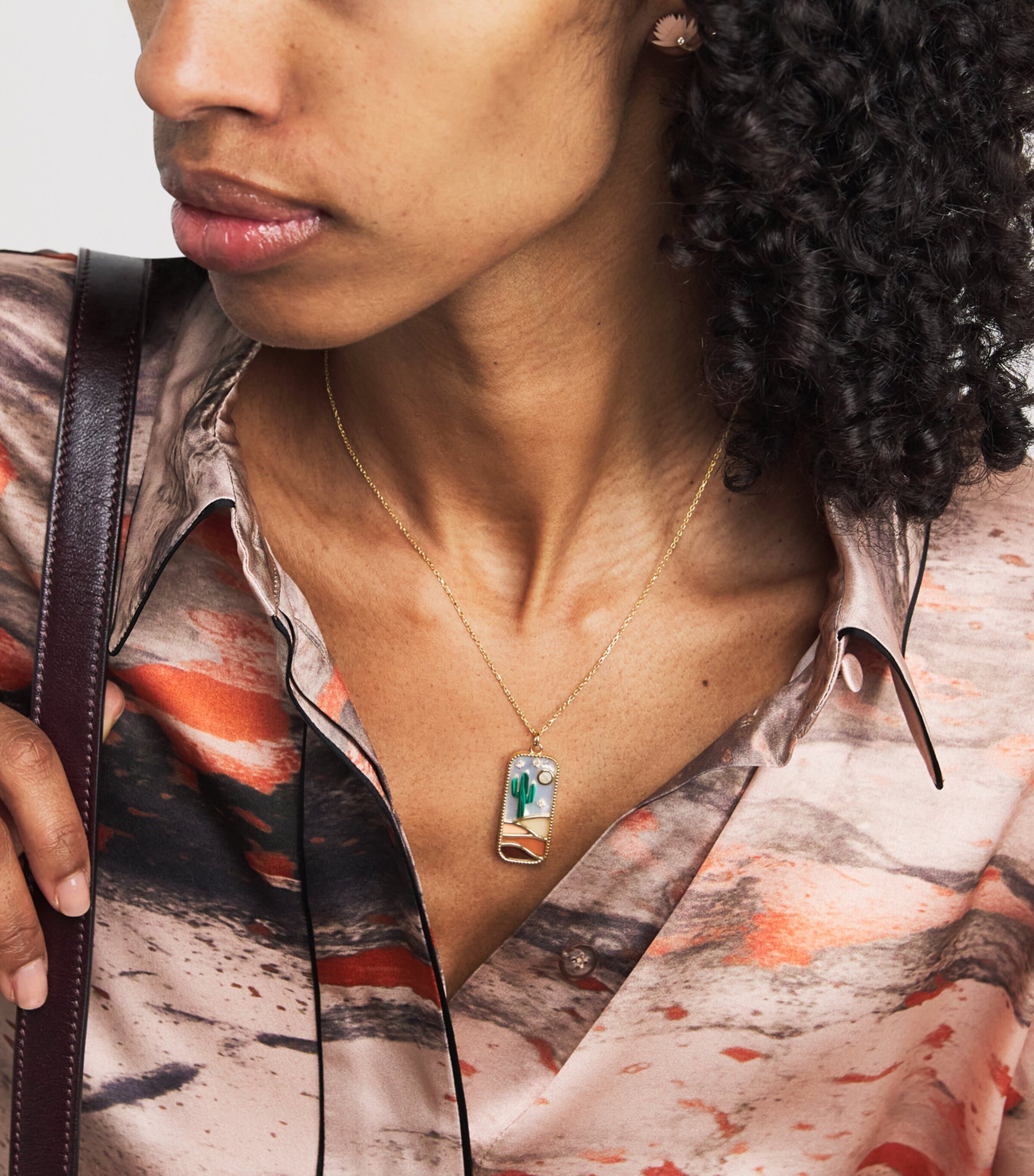 Yellow Gold, Diamond and Mother-of-Pearl Cosmic Love The Cactus Necklace