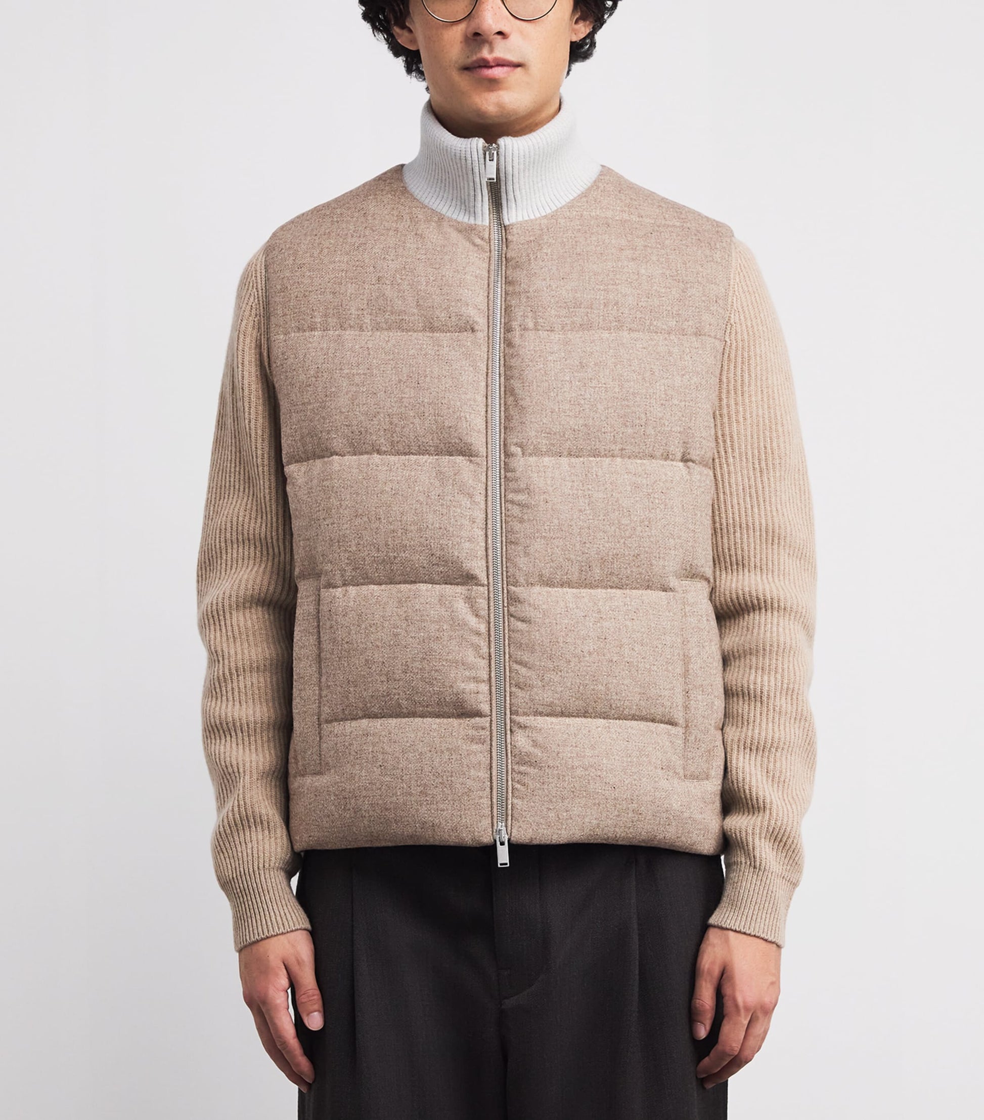Lardini Beige Wool-Cashmere Down Gilet