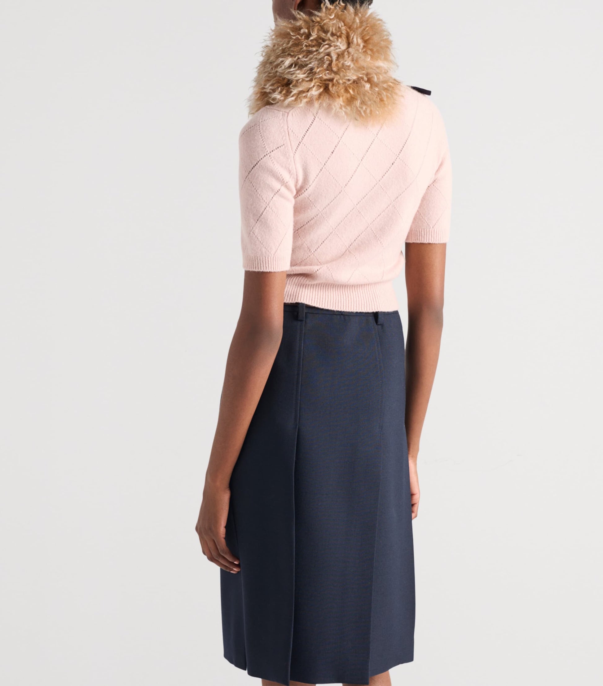 Prada Pink Cashmere Short-Sleeve Sweater