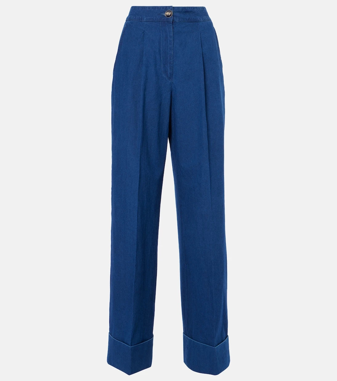 Valentino - High-rise pleated wide-leg jeans