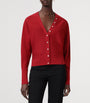 AllSaints Red Wool Honor V-Neck Cardigan
