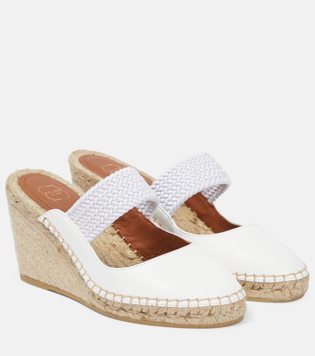 Malone Souliers - Siena 70 leather espadrille wedges