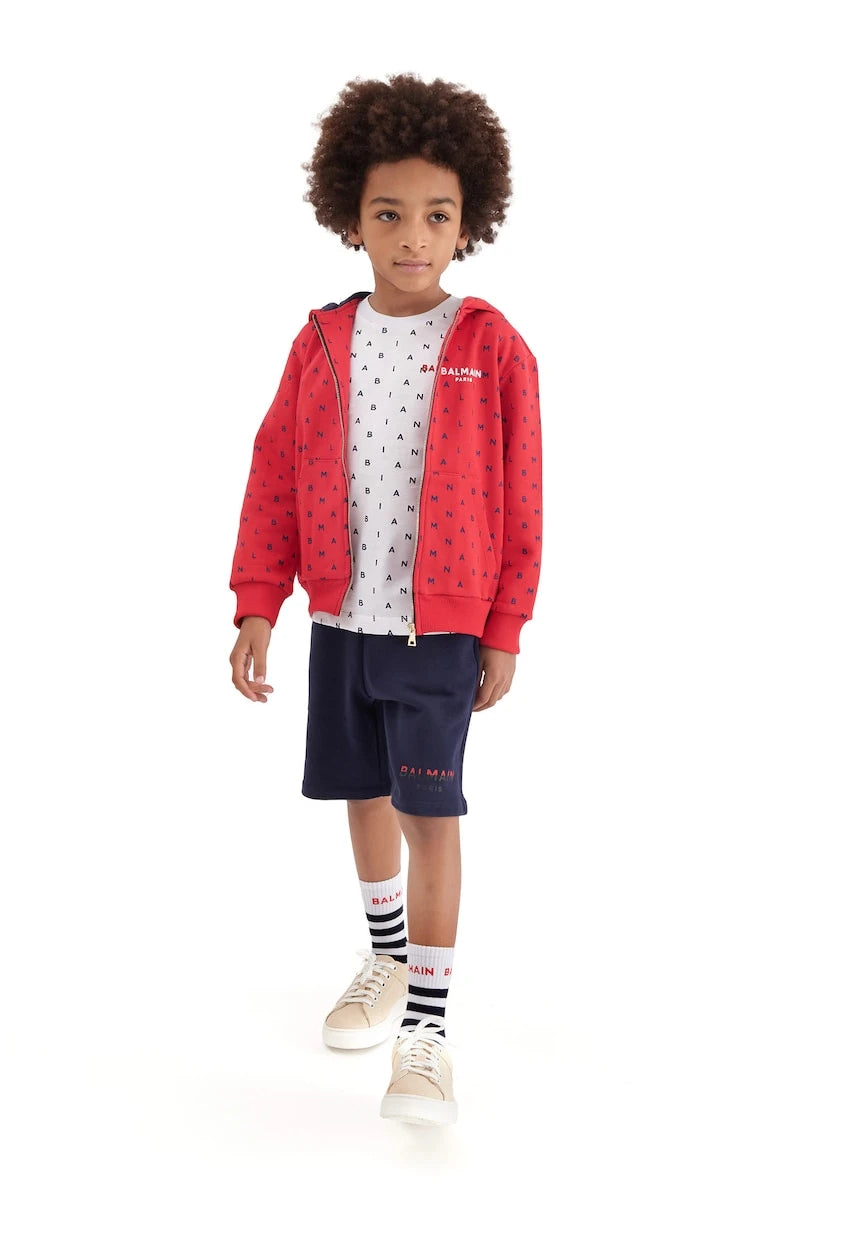 Balmain Kids - Logo cotton zip-up hoodie