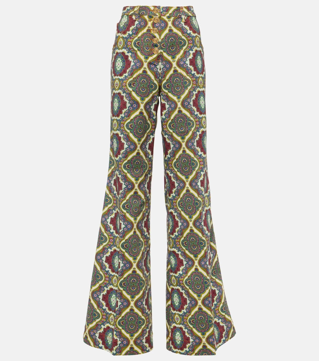 Etro - جينز مطبوع بخصر عالٍ وأرجل واسعة