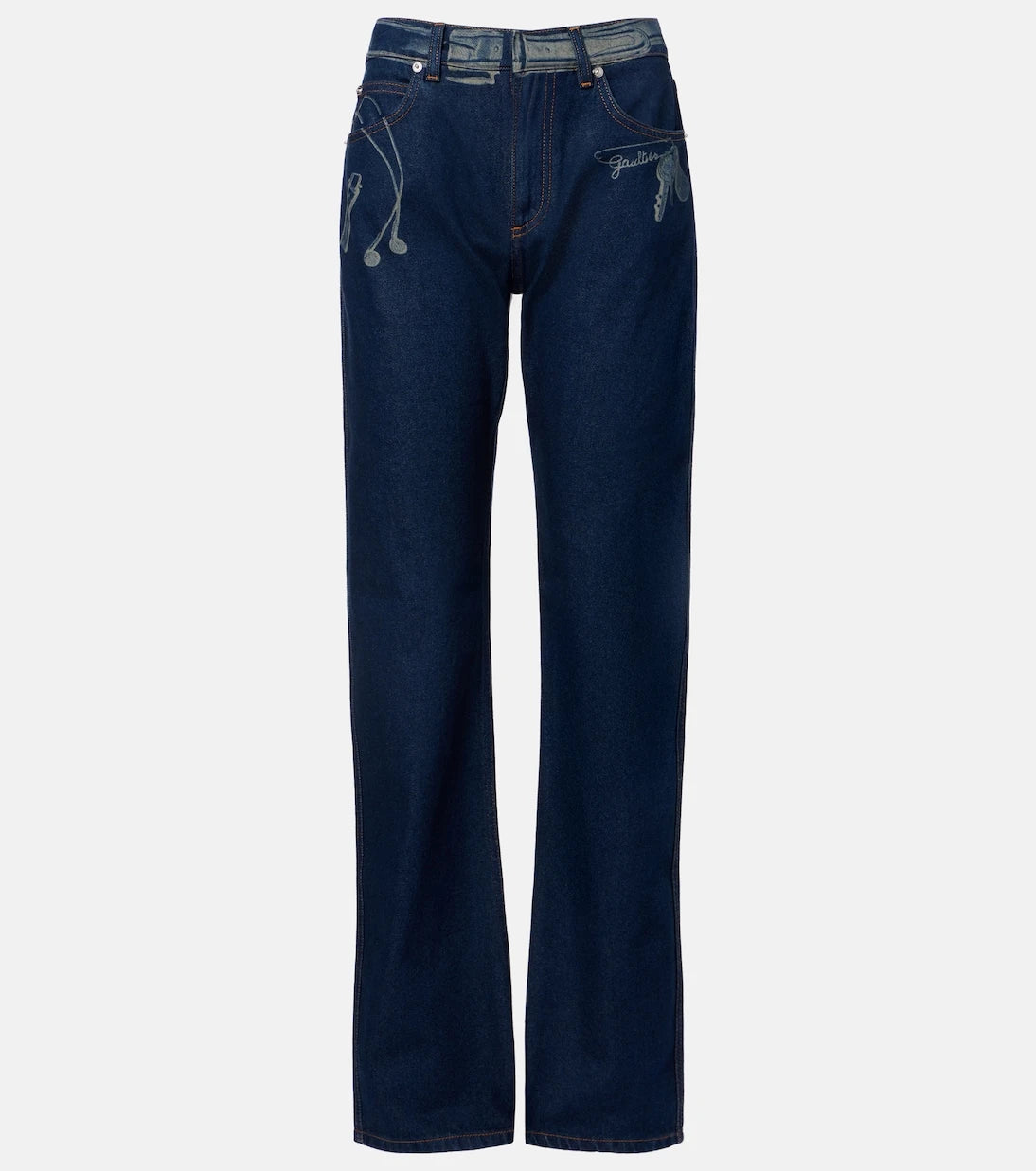Jean Paul Gaultier - Printed mid-rise straight jeans
