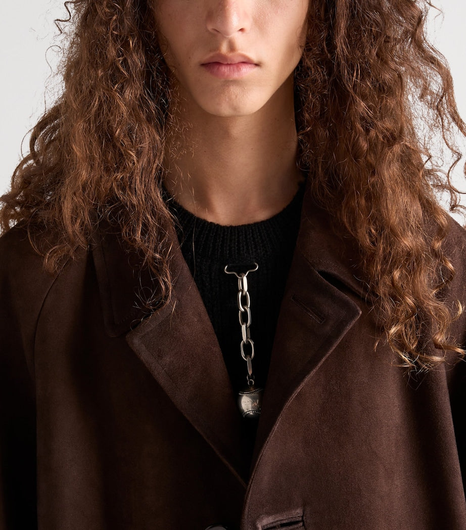 Brown Suede Trench Coat