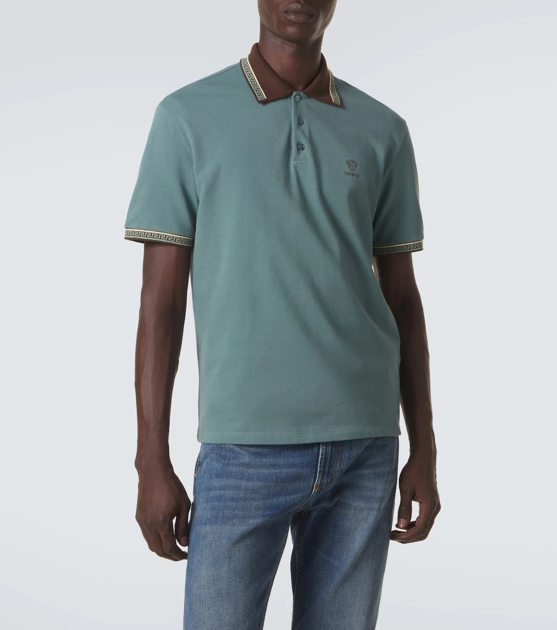 Versace - Greca cotton piqué polo shirt