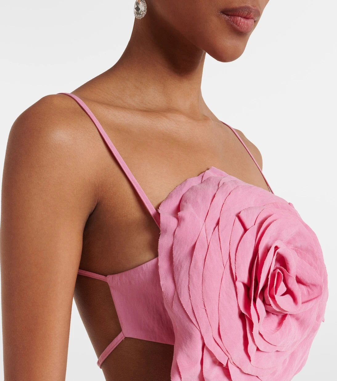Blumarine - Floral-appliqué gabardine crop top