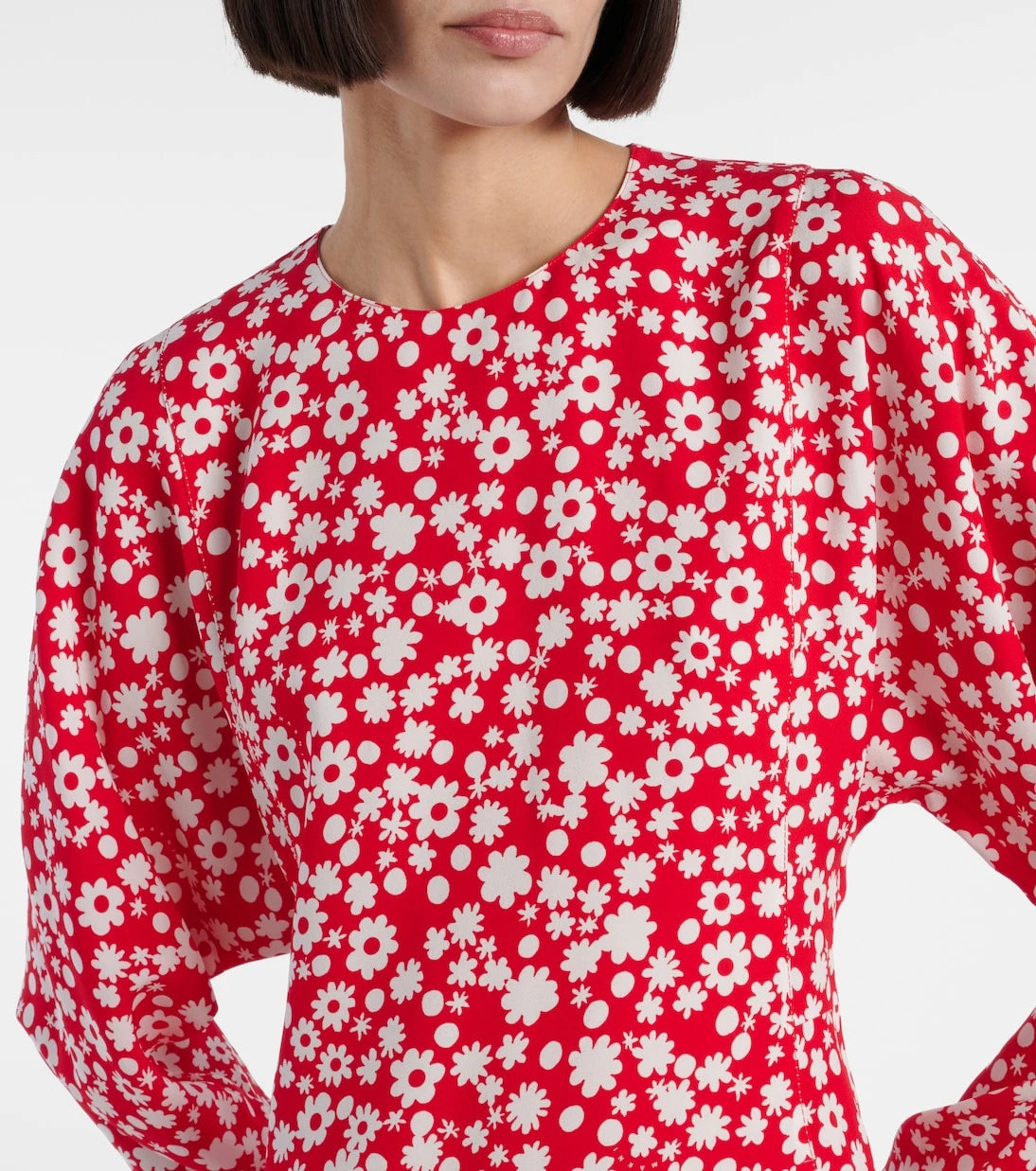 Marni - Floral enver satin midi dress