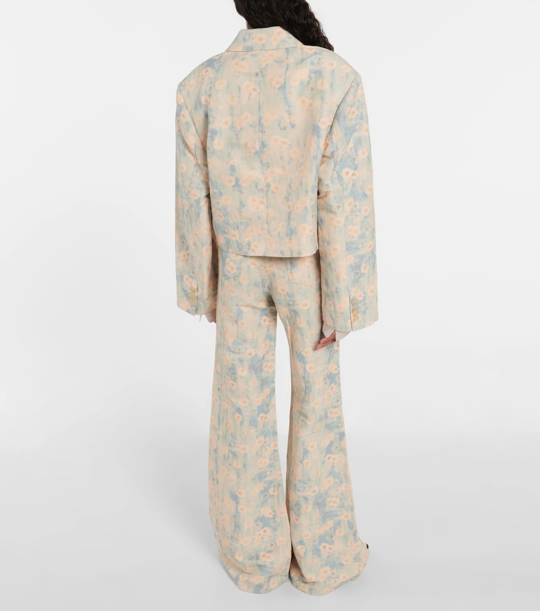 Acne Studios - سترة بليزر قصيرة فضفاضة بنقشة زهور