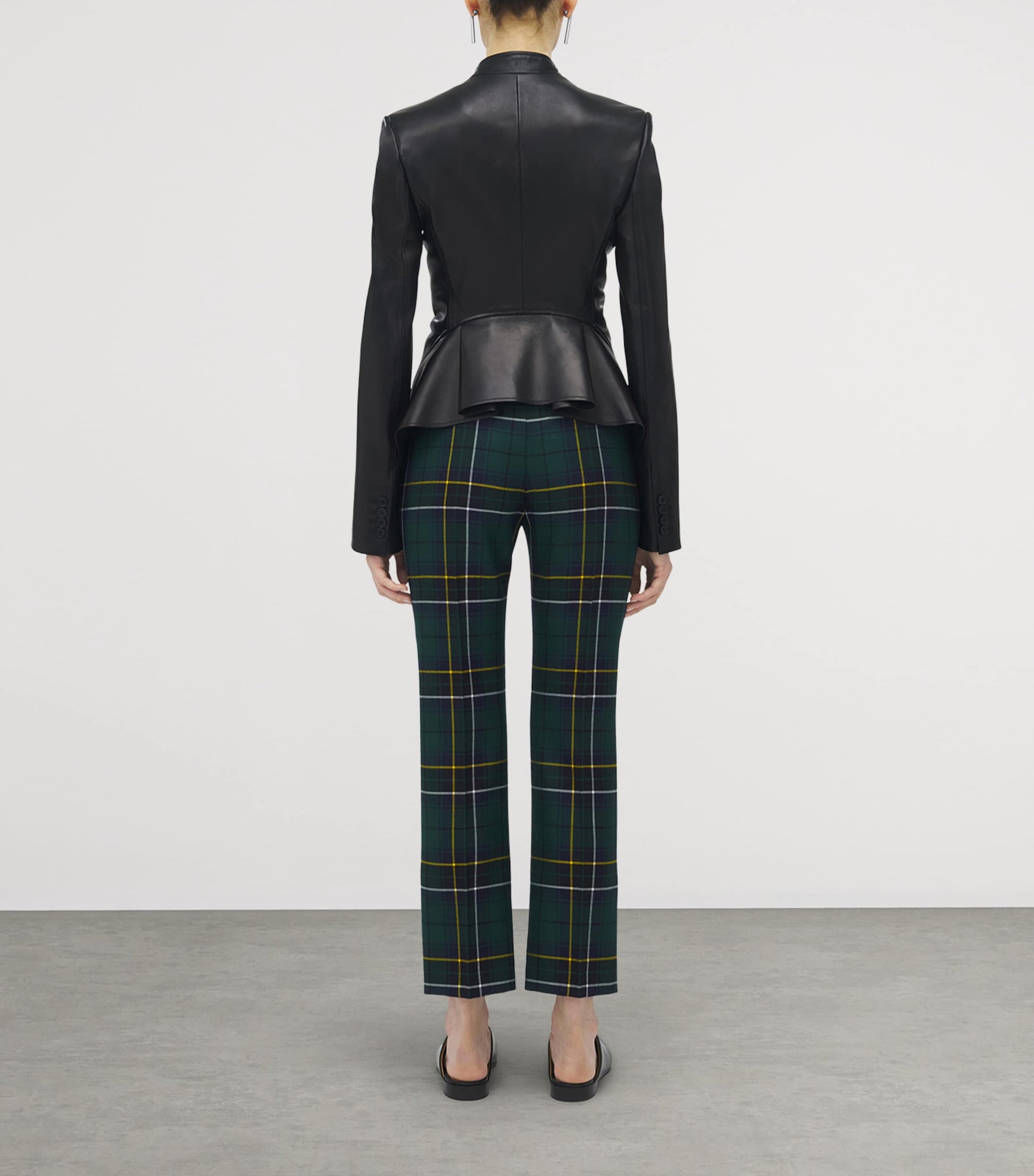 McQueen Black Leather Peplum Jacket