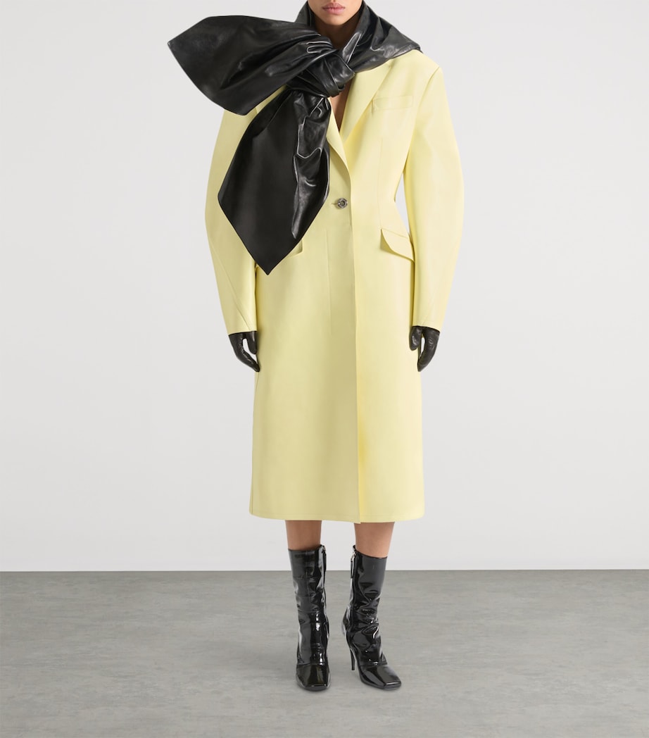 Givenchy Yellow Leather Cocoon Long Coat