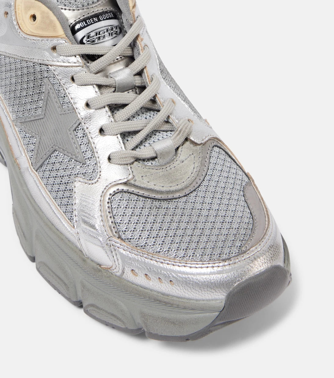Golden Goose - Lightstar metallic leather and mesh sneakers