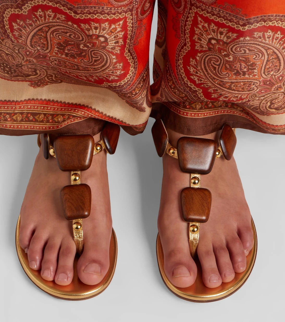 Gianvito Rossi - Beaded metallic leather thong sandals