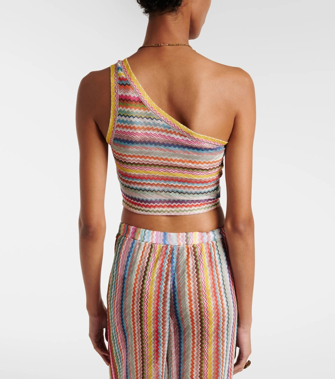 Missoni - توب قصير بكتف واحد بنقشة متعرجة
