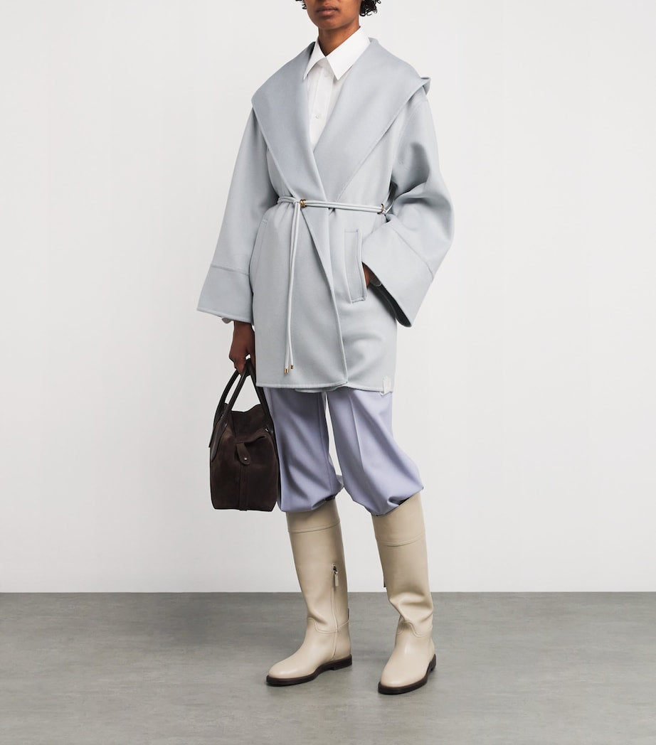 Agnona Blue Cashmere Wrap Coat