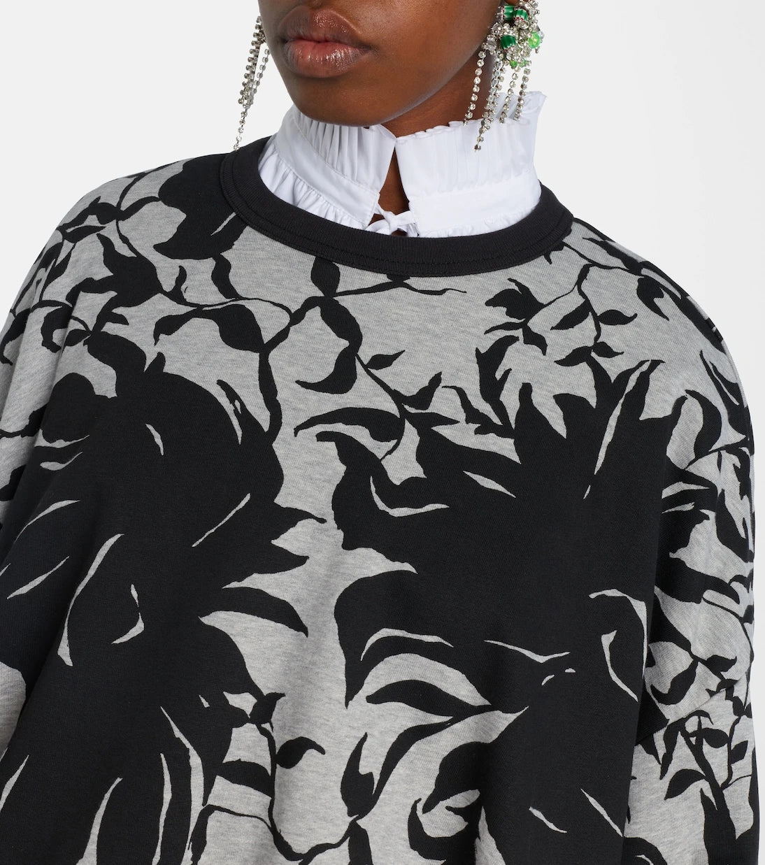 Dries Van Noten - Draped floral cotton jersey sweatshirt